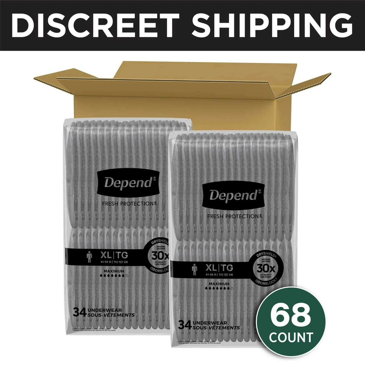 Depend Fresh Protection Incontinence Underwear for Men, Adult Diapers, XL