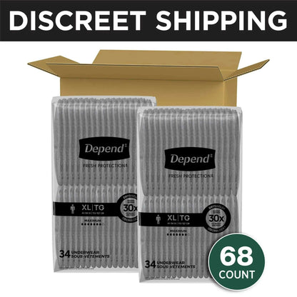 Depend Fresh Protection Incontinence Underwear for Men, Adult Diapers, XL