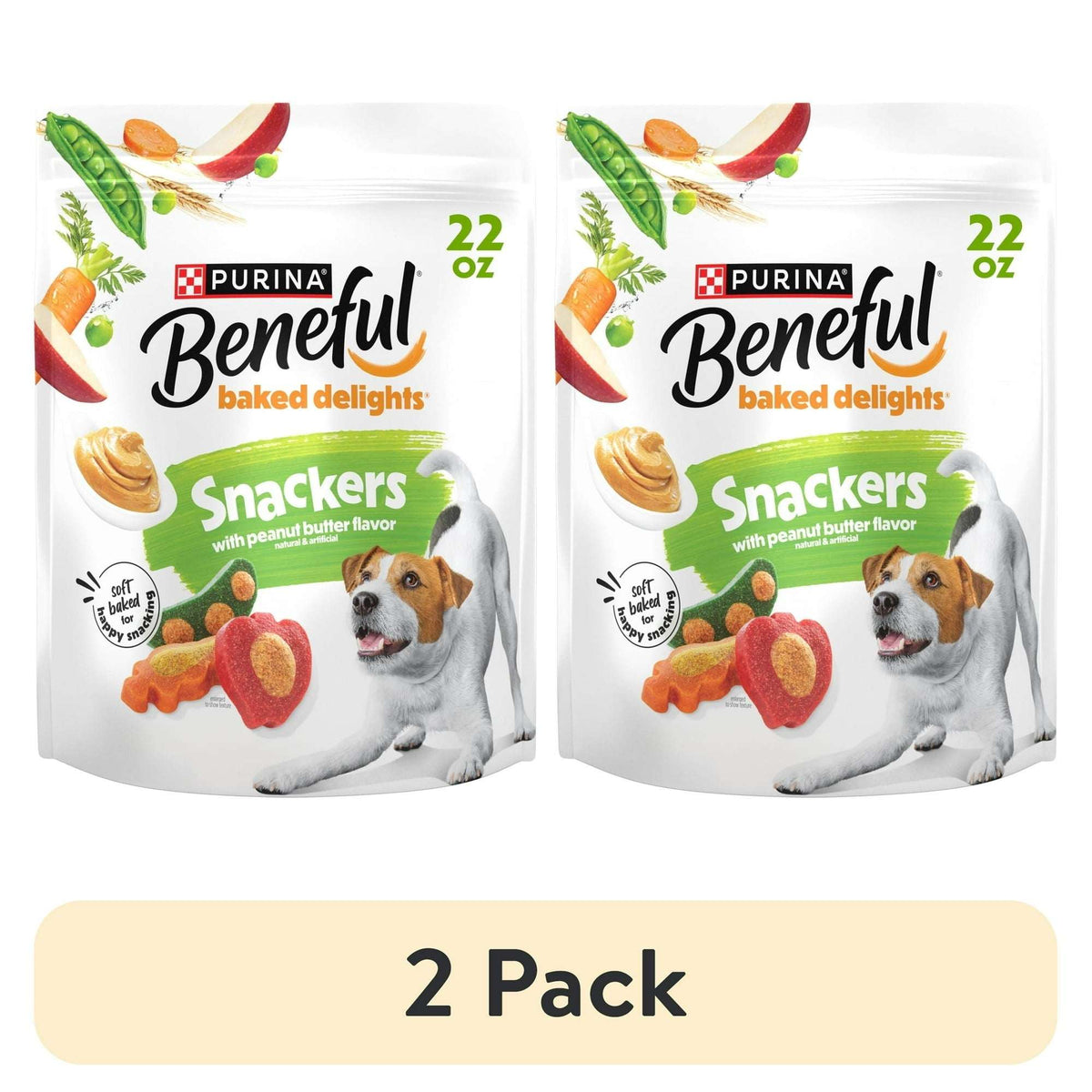Purina Beneful Baked Delights Snackers with Peanut Butter Flavor Soft Baked Treats for Dogs, 22 oz.