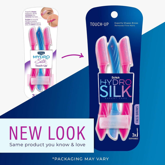 (2 pack) Schick Hydro Silk Touch-up Manual Dermaplaning Razor with Precision Cover, 3 Ct, Women’s Face Razor
