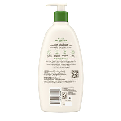 (2 pack) Aveeno Daily Moisturizing Body Lotion and Facial Moisturizer for Face, Body and Dry Skin, 18 fl oz