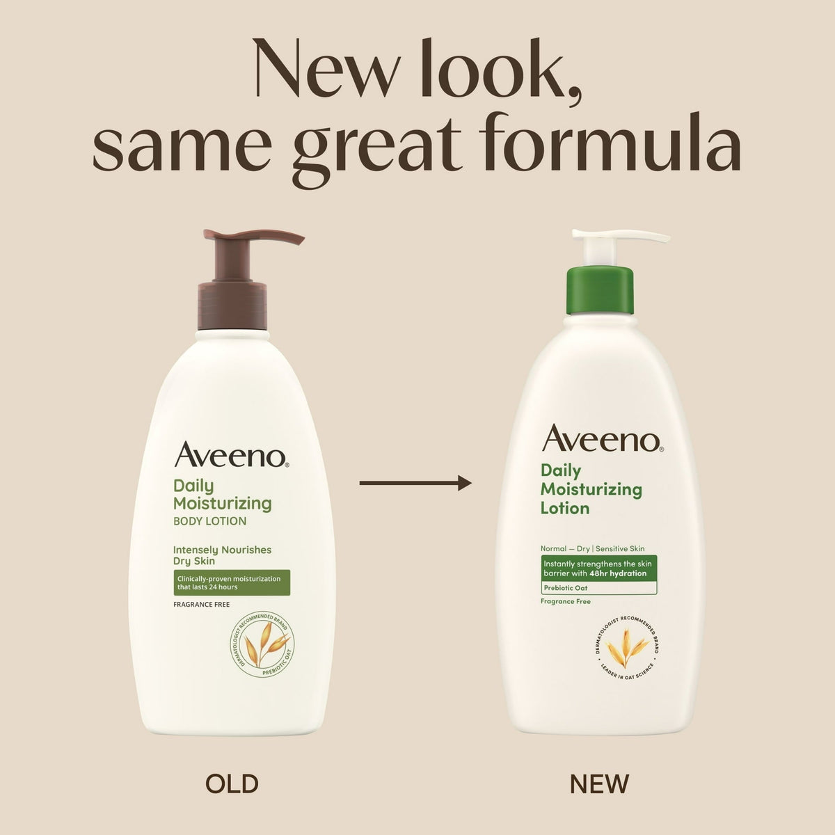 (2 pack) Aveeno Daily Moisturizing Body Lotion and Facial Moisturizer for Face, Body and Dry Skin, 18 fl oz
