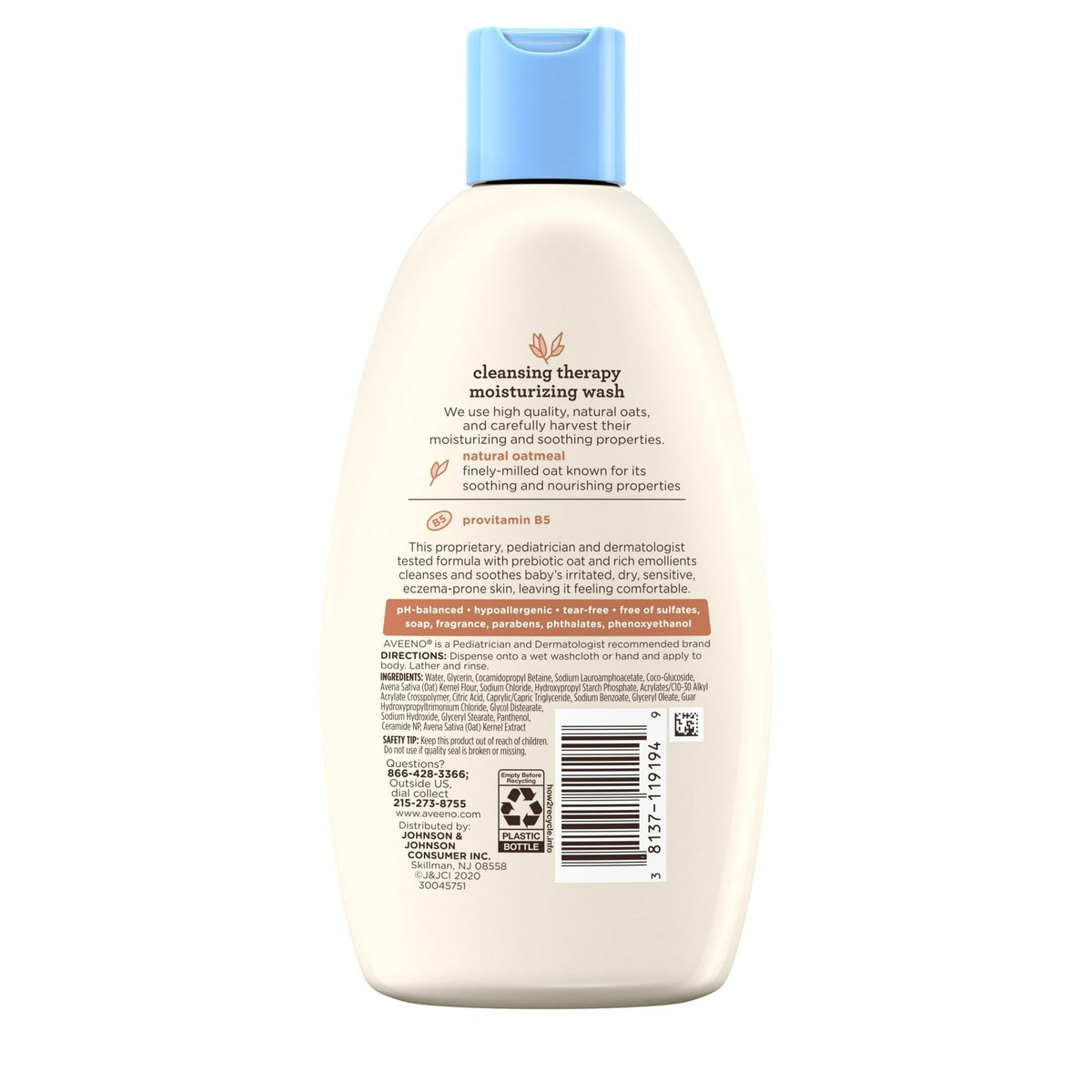(2 pack) Aveeno Infant Baby Cleansing Therapy Moisturizing Bath Body Wash, Oatmeal, 8 fl oz