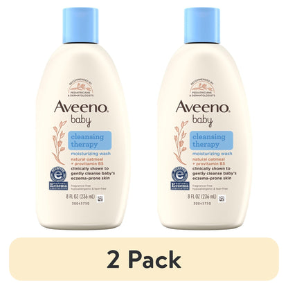 (2 pack) Aveeno Infant Baby Cleansing Therapy Moisturizing Bath Body Wash, Oatmeal, 8 fl oz