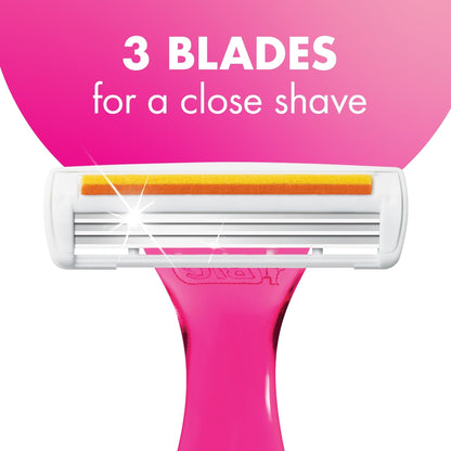 (2 pack) BIC Soleil 3 Simply Women's Disposable Razors, 3 Blades, 3 Count