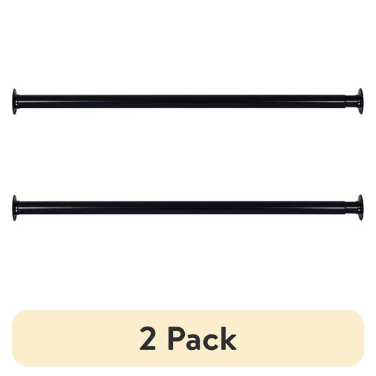 (2 pack) Better Homes & Gardens 33–60" Steel Adjustable Closet Rod for Adult, Black
