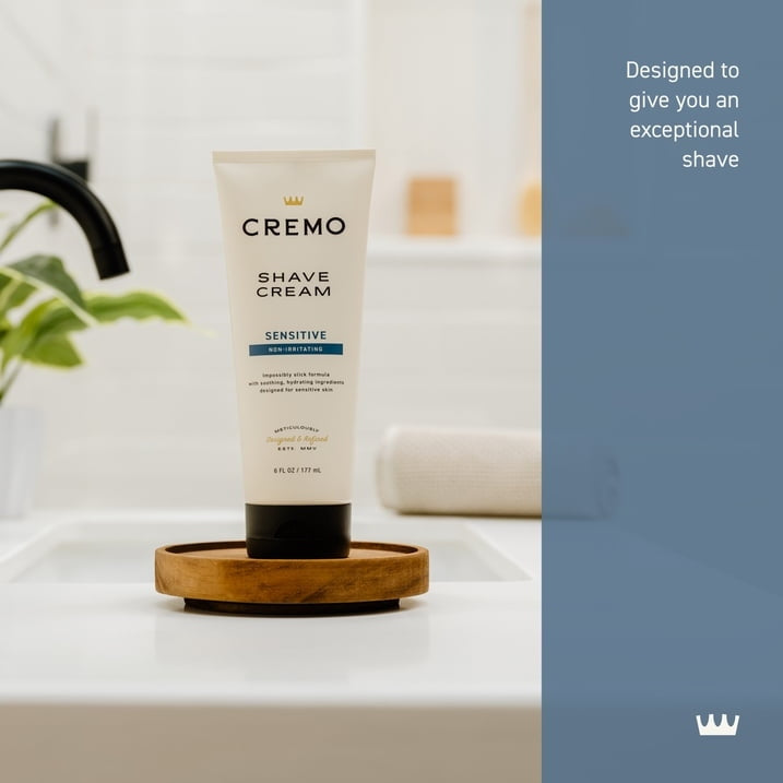(2 pack) Cremo Sensitive Skin Concentrated Shave Cream, Unscented, 6 fl oz