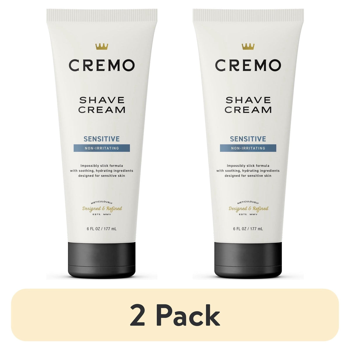 (2 pack) Cremo Sensitive Skin Concentrated Shave Cream, Unscented, 6 fl oz