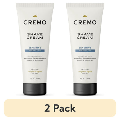 (2 pack) Cremo Sensitive Skin Concentrated Shave Cream, Unscented, 6 fl oz