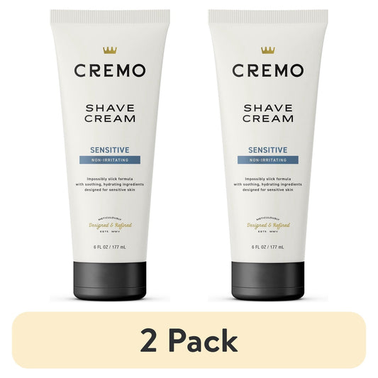 (2 pack) Cremo Sensitive Skin Concentrated Shave Cream, Unscented, 6 fl oz