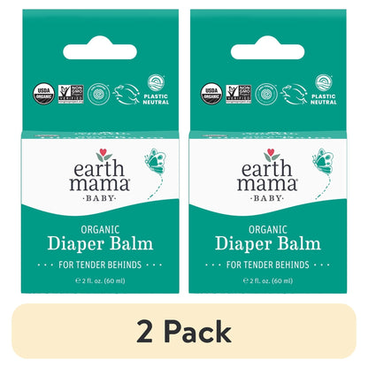 (2 pack) Earth Mama Organic Diaper Balm for Newborns, Infants & Toddlers, 2 fl oz