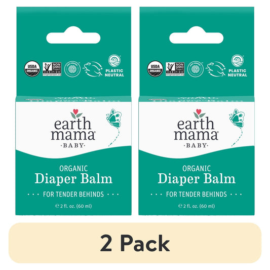 (2 pack) Earth Mama Organic Diaper Balm for Newborns, Infants & Toddlers, 2 fl oz