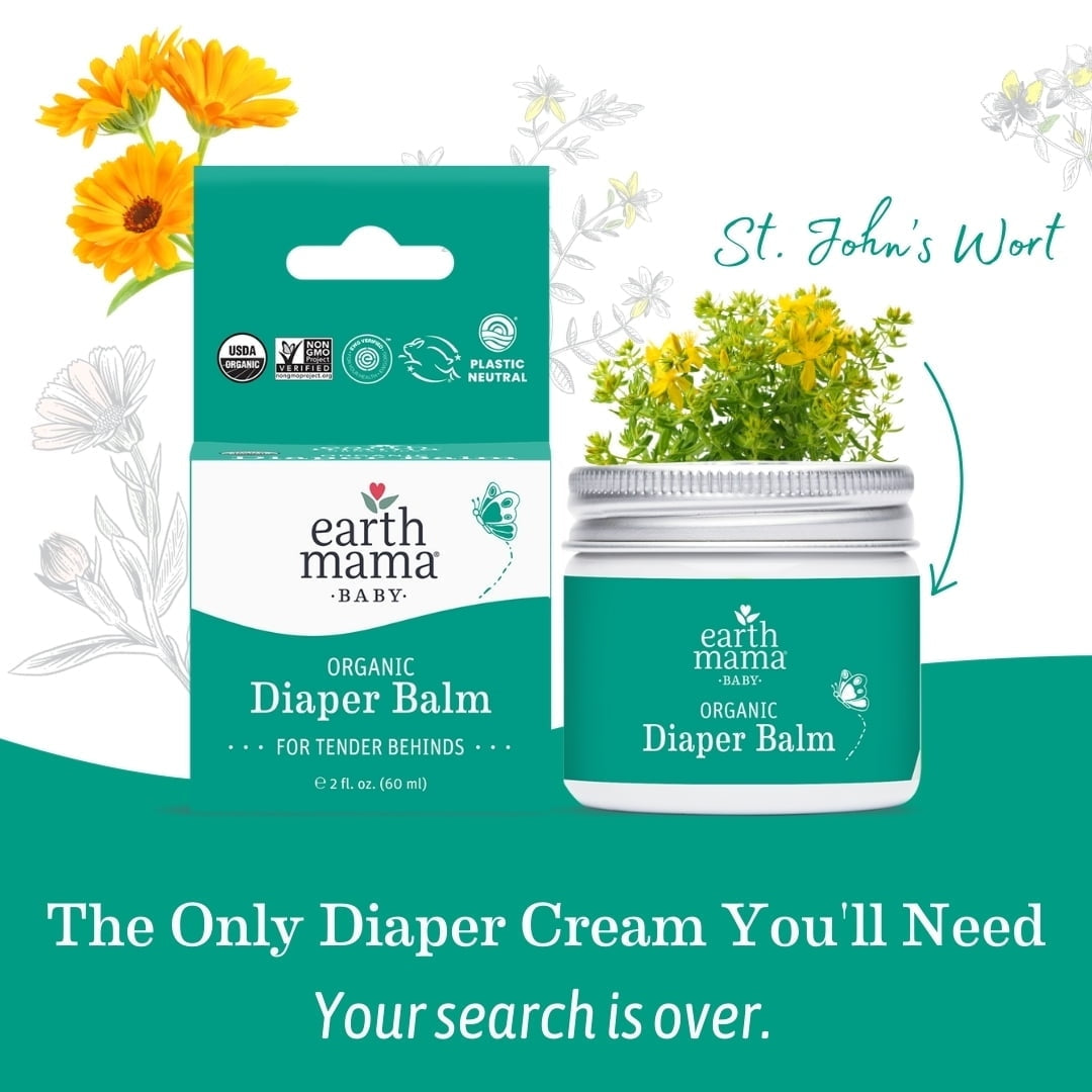 (2 pack) Earth Mama Organic Diaper Balm for Newborns, Infants & Toddlers, 2 fl oz