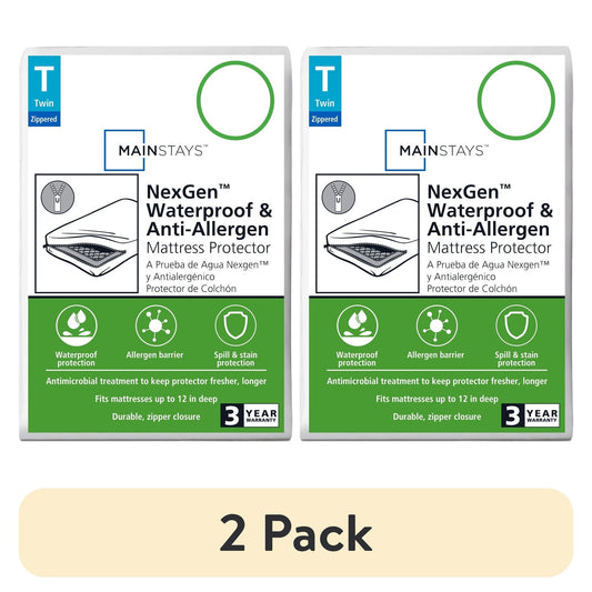 (2 pack) NexGen Waterproof Zippered Mattress Protector Mainstays
