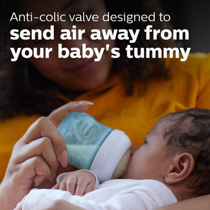 (2 pack) Philips Avent Natural Baby Bottle with Natural Response Nipple, Blue, 4oz, 3pk, SCY900/23