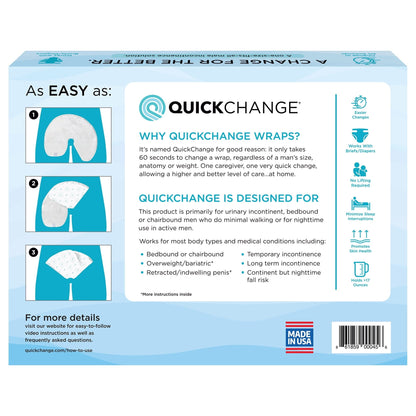 (2 pack) QuickChange Male Maximum Absorbency Incontinence Wrap, One-Size, 8 Count