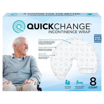 (2 pack) QuickChange Male Maximum Absorbency Incontinence Wrap, One-Size, 8 Count