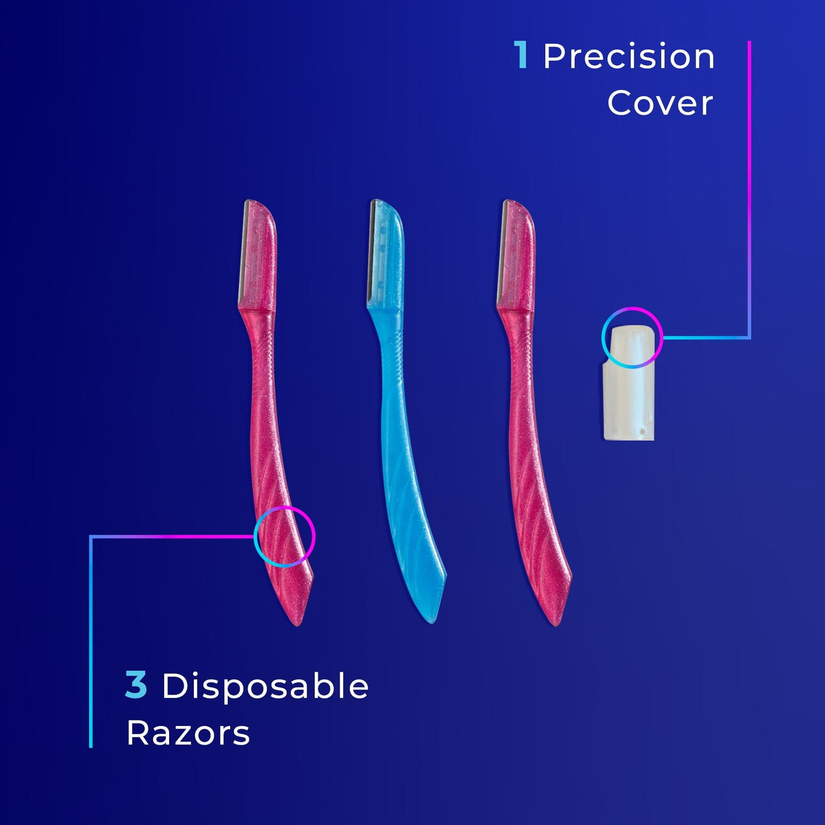 (2 pack) Schick Hydro Silk Touch-up Manual Dermaplaning Razor with Precision Cover, 3 Ct, Women’s Face Razor