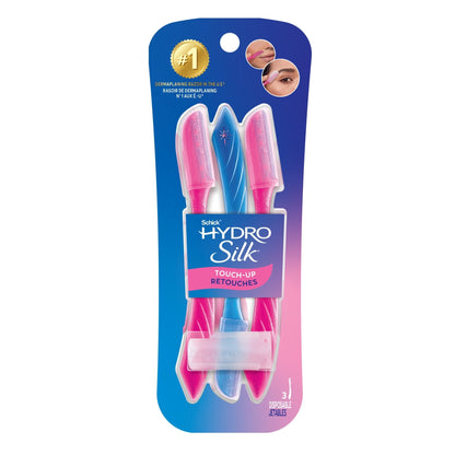(2 pack) Schick Hydro Silk Touch-up Manual Dermaplaning Razor with Precision Cover, 3 Ct, Women’s Face Razor