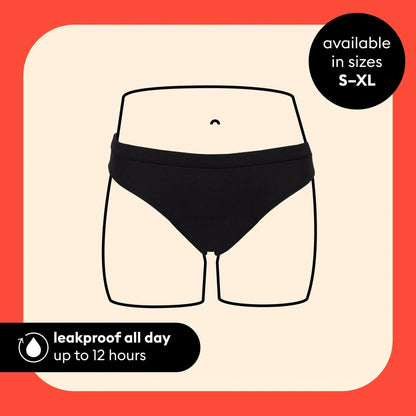 (2 pack) Thinx Teens Cotton Bikini Leakproof Period Underwear, S-XL, Black