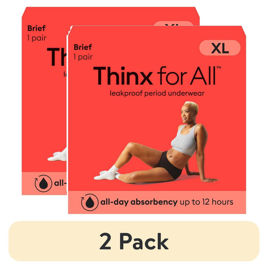 (2 pack) Thinx for All Women's Comfort Brief Leakproof Period Underwear Black