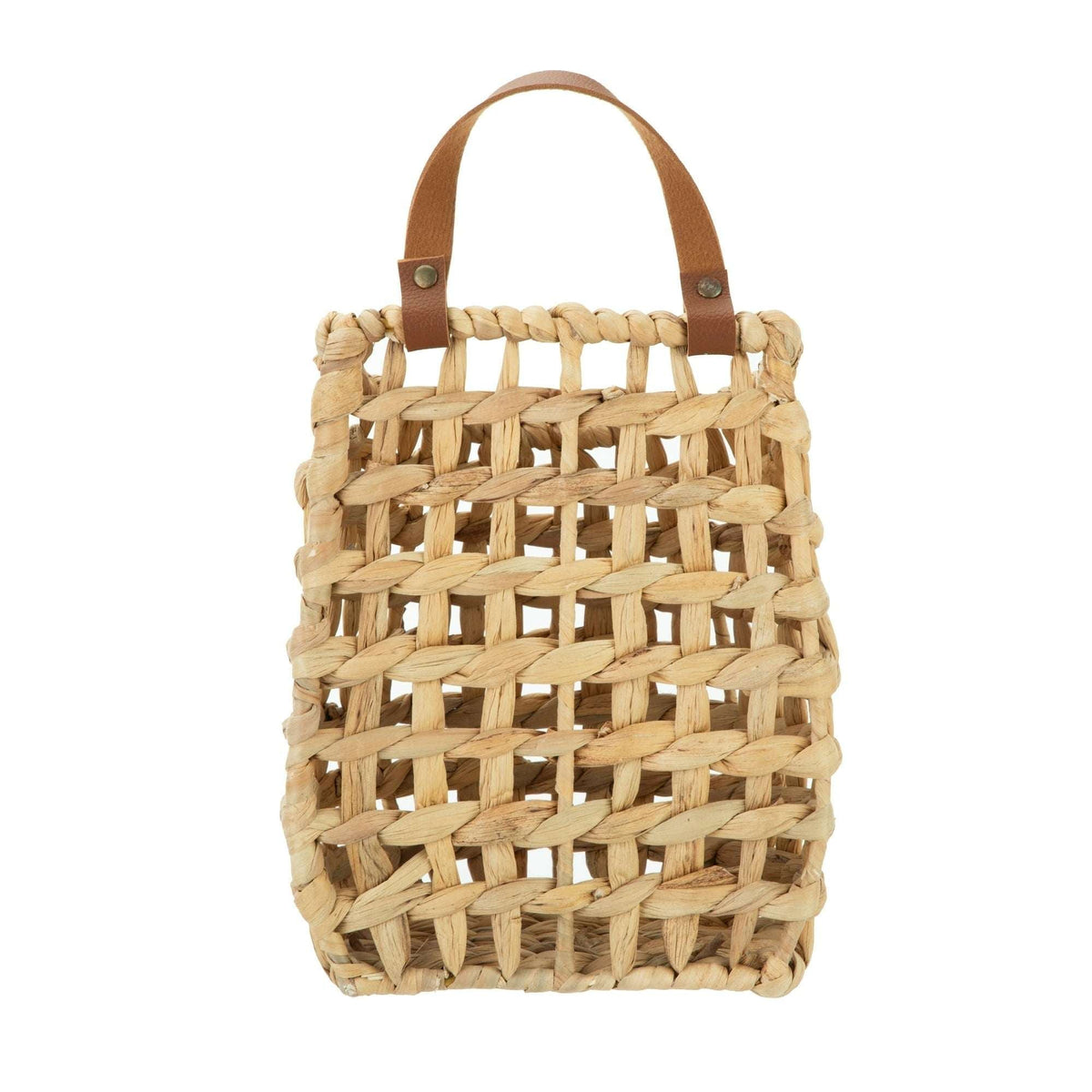(2 pack) Better Homes & Gardens Water Hyacinth Hanging Basket with Faux Leather Strap