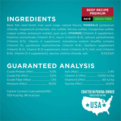 Purina ONE, Grain Free Natural Variety Pack, Wet Cat Food Pate, 3 oz Cans (12 Count)