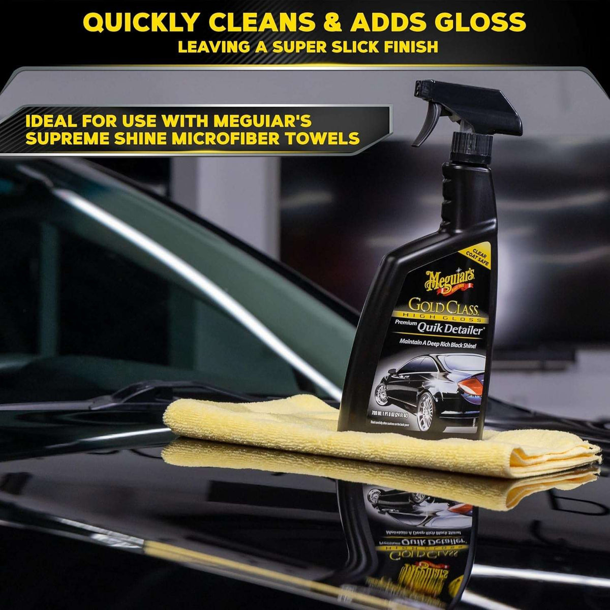 Meguiar's Gold Class High Gloss Premium Quik Detailer, High Lubricity Automotive Quick Detailer Spray that Preserves Wax and Leaves a Deep Dark Shine, 24 Oz Spray Bottle