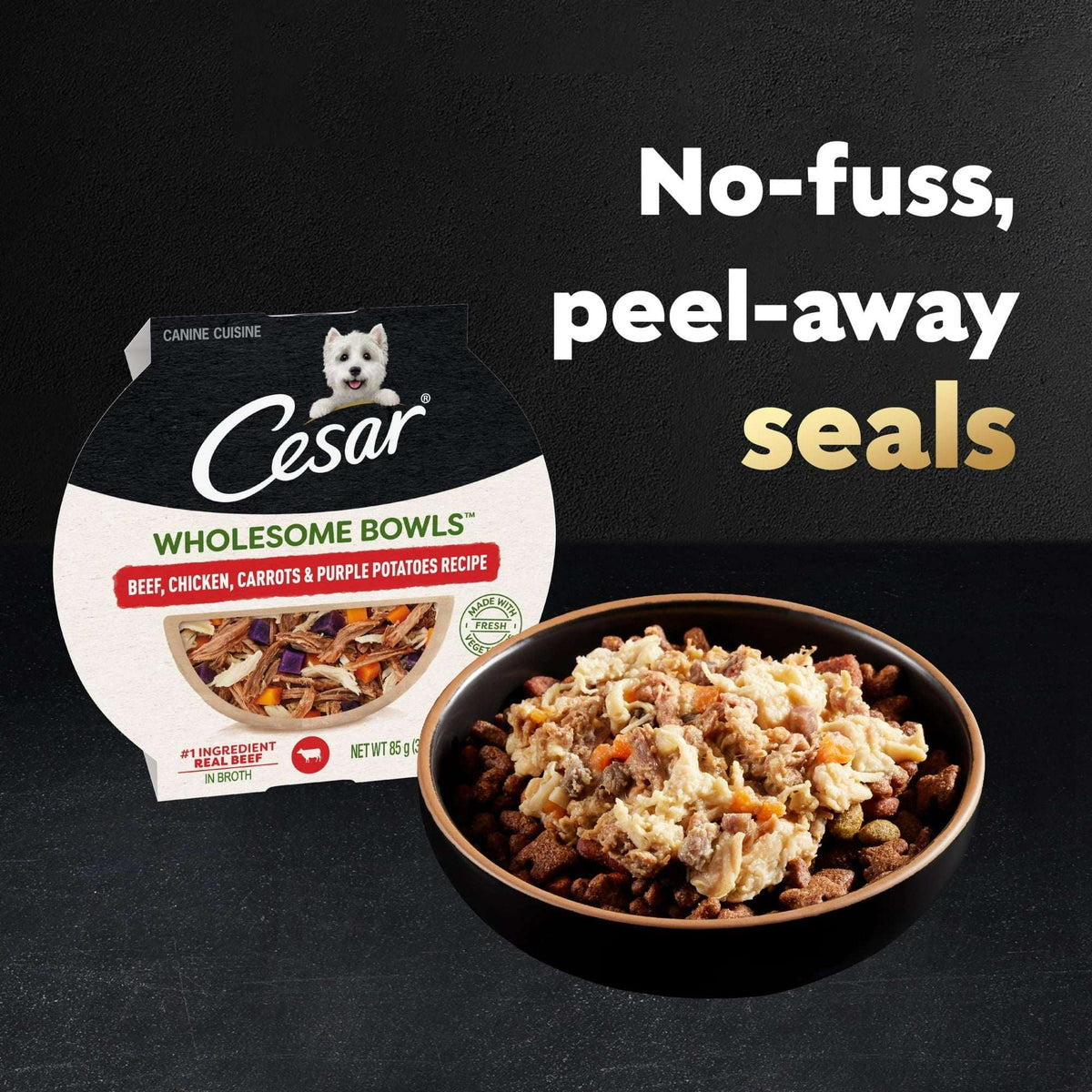 Cesar Wholesome Bowls Broth Wet Dog Food Variety Pack, 3 Oz Bowls (6 Pack)