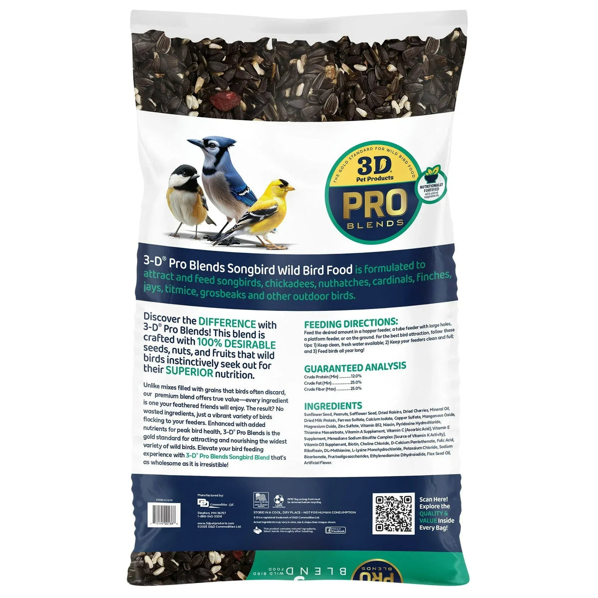 3-D Pro Blends Songbird Blend Wild Bird Food, Wild Bird Seeds, 5 Pounds