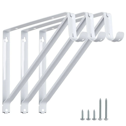 WellMade 11 x 9.5 in Wall Mounted Closet Rod Brackets 2 Pack, Steel Shelves Support with Rod Shelving Support, Black with Screws