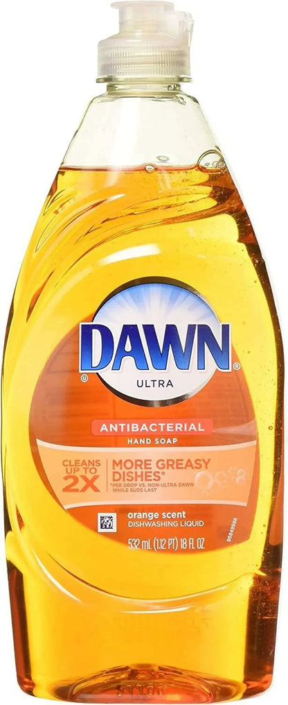 3 Pk, Dawn Dish Soap, Ultra Antibacterial Hand Soap, Orange Scent Dishwashing Liquid, 18 oz