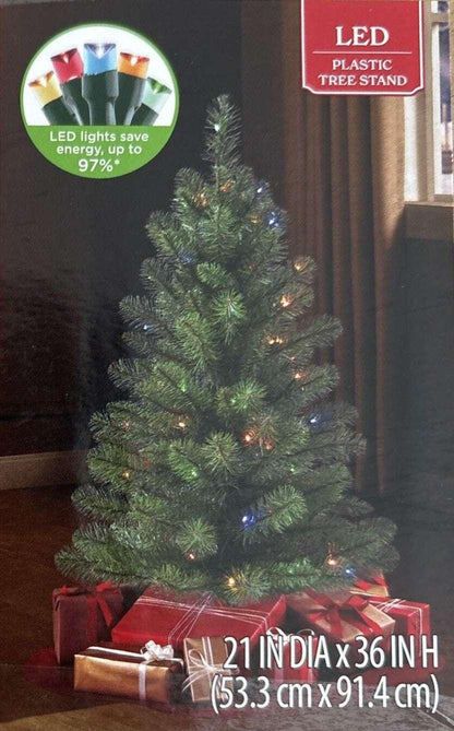 3' Pre-Lit Winston Pine Artificial Christmas Tree with Multicolor LED Lights, by Holiday Time