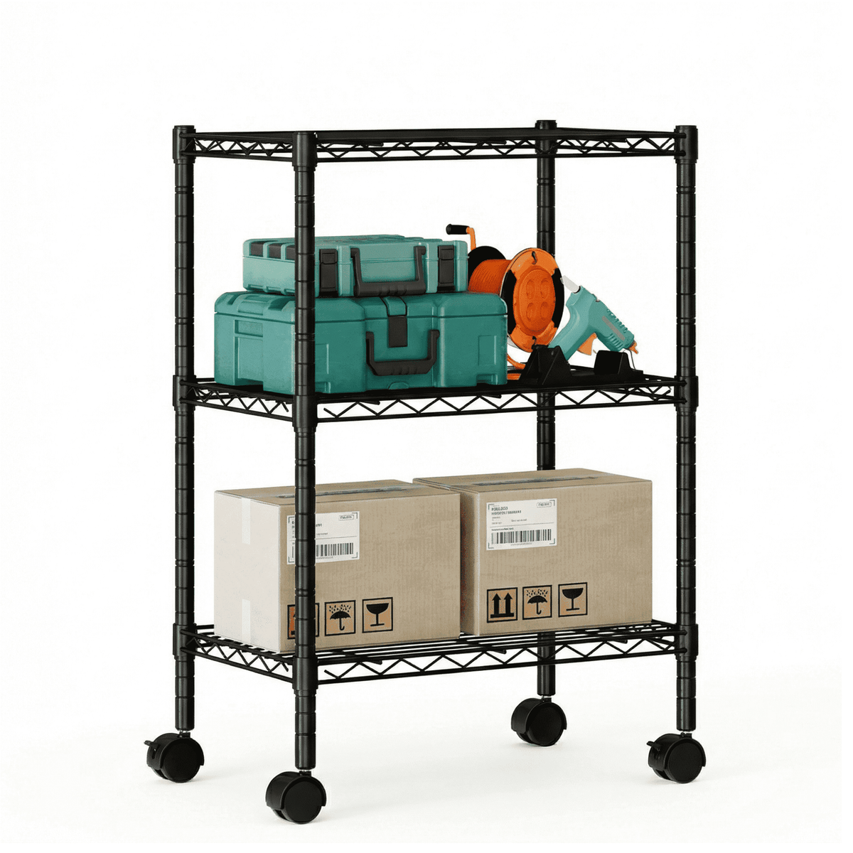 edx 3 Tier Metal Shelving Unit, 23.62"W x 13.78"D x 30"H Height Adjustable Wire Storage Shelves Holds Up to 750 LBS, Black