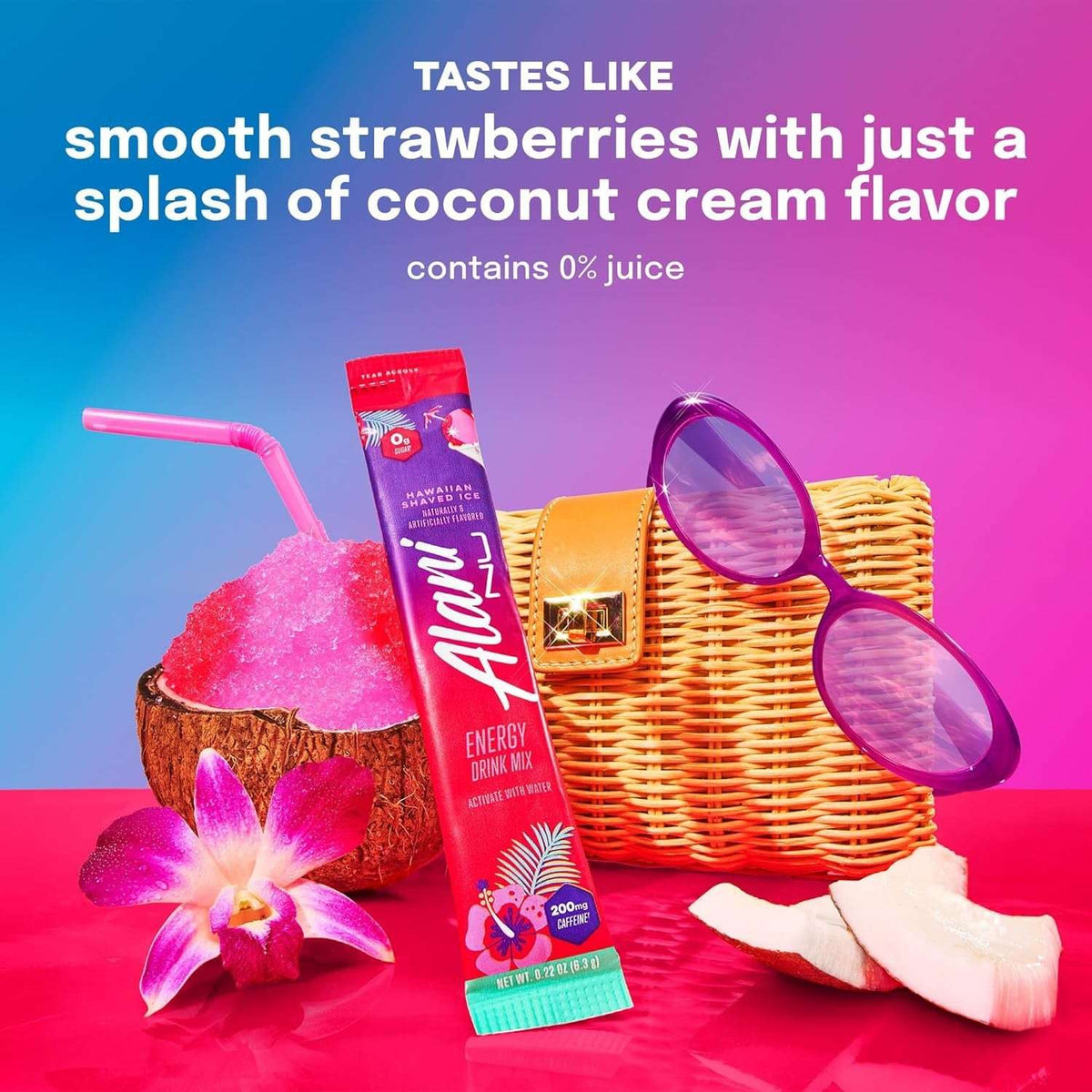Alani Nu HAWAIIAN SHAVED ICE, Energy Sticks Drink Powder, 200mg Caffeine, Pre Workout Performance with Antioxidants, On-The-Go Drink Mix, Biotin, B Vitamins, Zero Sugar, 5 Calories, 10 Pack