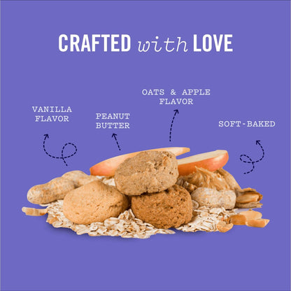 Three Dog Bakery Peanut Butter, Vanilla, Oats & Apple Flavor Soft Dog Treats, 26 oz. Bag
