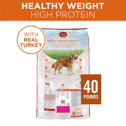 Purina ONE Plus Healthy Weight Dry Dog Food for Adults, High Protein with Real Turkey, 40 lb Bag