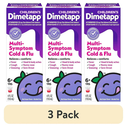 Children’s Dimetapp Multi-Symptom Flu Liquid, Fever, Cough & Cold Relief, 4 fl oz