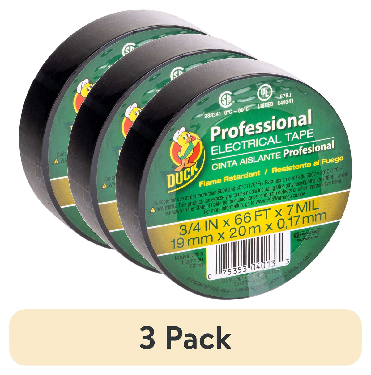 Duck Brand Professional Black Electrical Tape, 0.75 in. x 66 ft. x 7 Mil