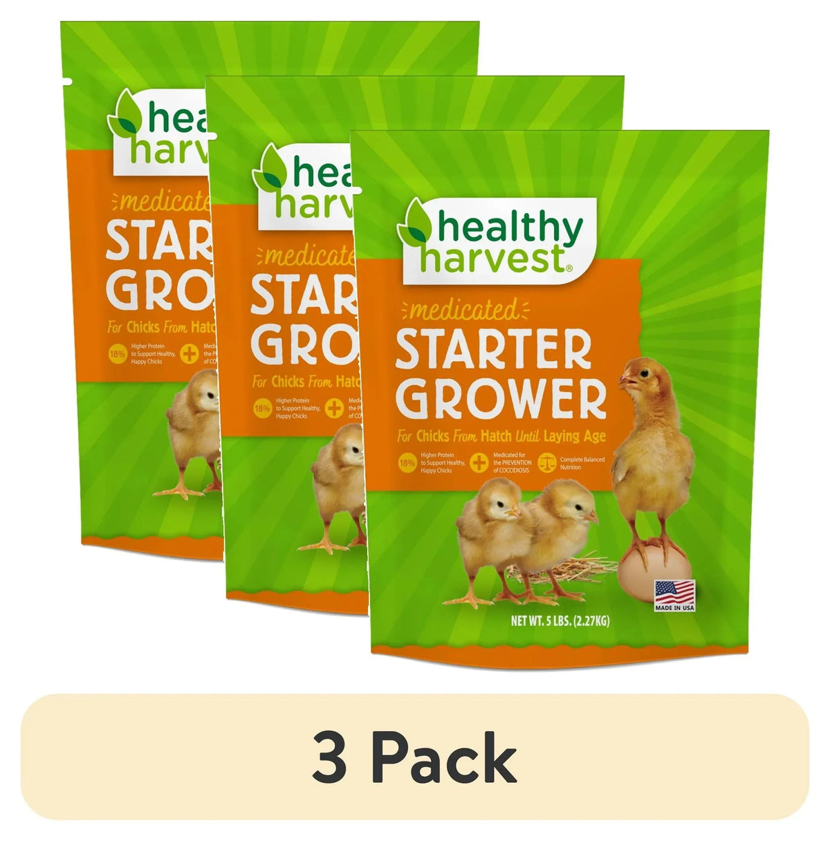 Healthy Harvest Medicated Starter Crumble Feed for Baby Chicks, 5 lb bag