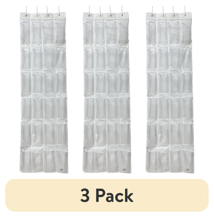 Mainstays 24 Pocket Clear Over the Door Non Woven Closet Shoe Organizer Shelf - Arctic White