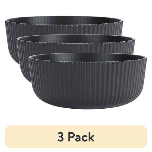 (3 pack) Mainstays - Black Eco-Friendly Recycled Plastic Cereal Bowl, 38-Ounce