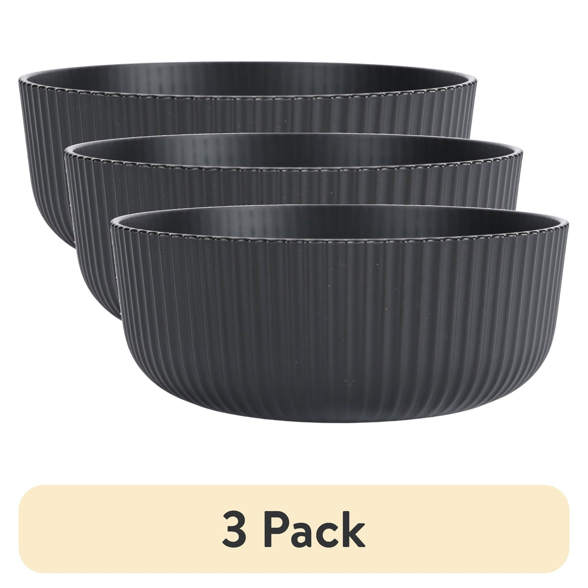 (3 pack) Mainstays - Black Eco-Friendly Recycled Plastic Cereal Bowl, 38-Ounce