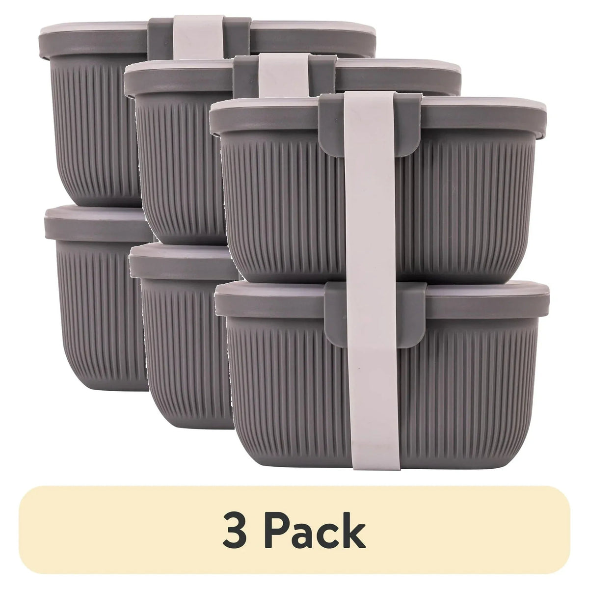 Mainstays Plastic Food Storage Bento Snack Container, Rectangle, Grey, 19oz Capacity, Made for Portable Food Storage