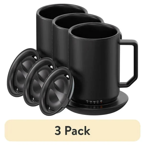 Mainstays Warming Coffee Mug, 12 oz Stainless Steel Coffee Mug with Mug Warmer Coaster and Lid