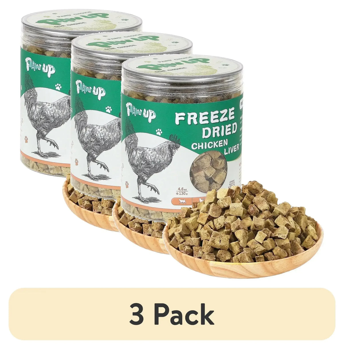 PAWUP Chicken Liver Freeze Dried Dog and Cat Treats, Single Ingredient, Grain Free, No Additives, High Protein Dog Toppers for Training, 4.6oz