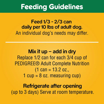 (3 pack) Pedigree Chopped Ground Dinner Turkey & Bacon Flavor Adult Soft Wet Dog Food, (12) 13.2 oz Cans