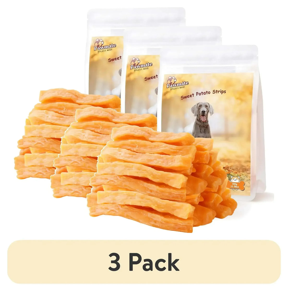 Pawmate Sweet Potato Dog Treats, Promote Digestion Soft Chews for All Dogs, 30 ct Packet