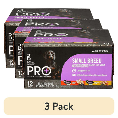 Pure Balance Pro+ Small Breed Turkey and Chicken Stew Variety Pack Wet Dog Food 3.5oz Cups (12 Pack)