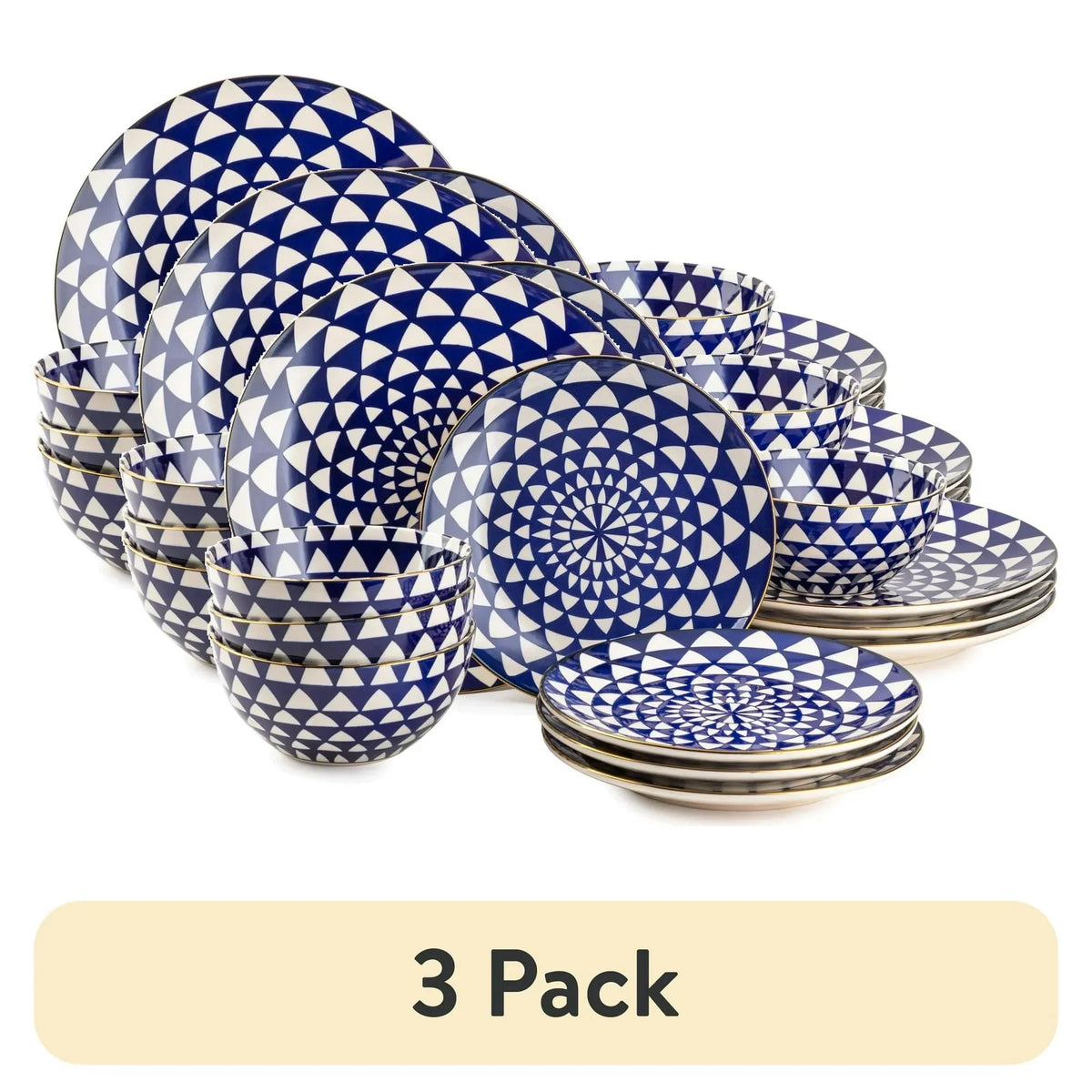 Thyme & Table Medallion 12-Piece Ceramic Dinnerware Set Blue